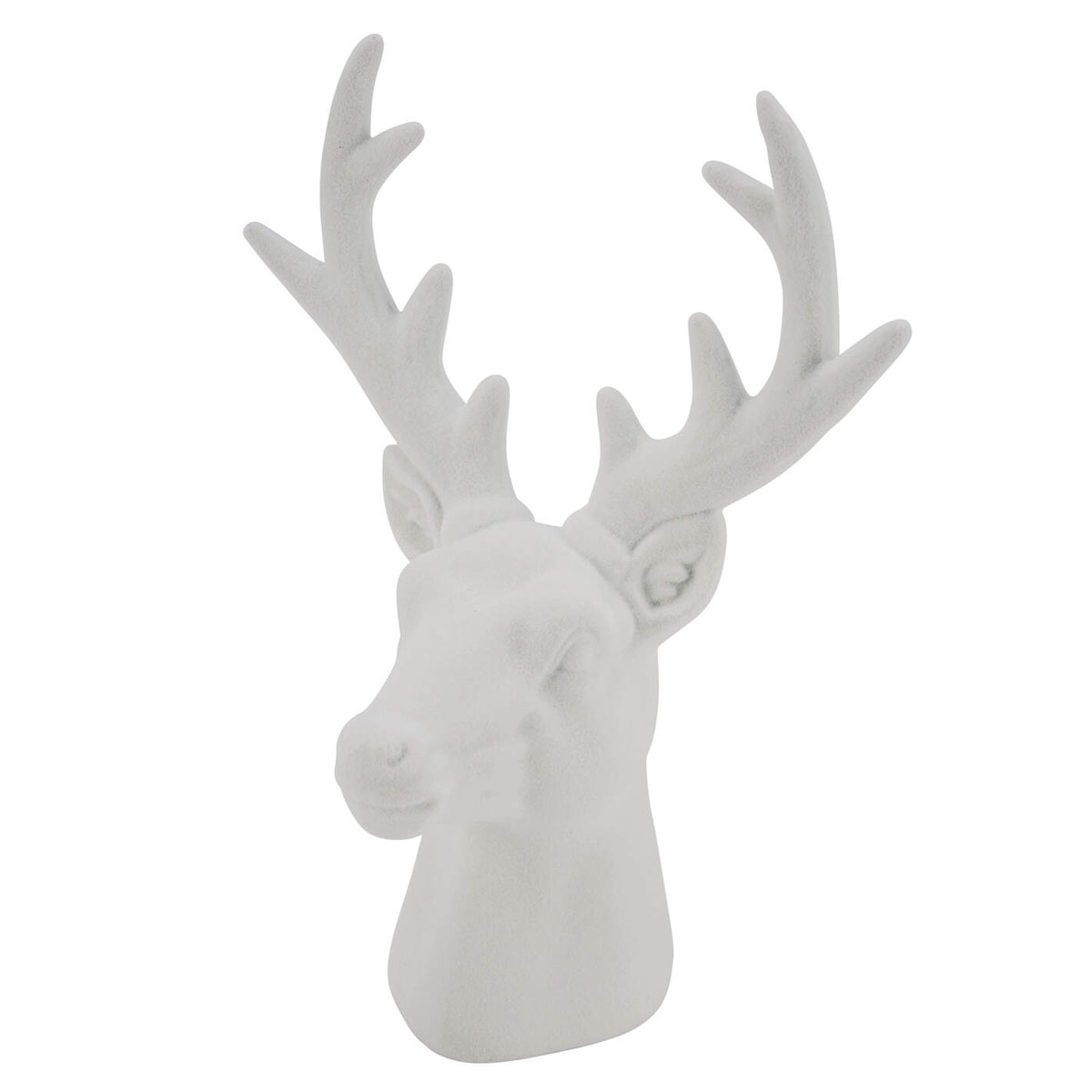 Polyhirschkopf weiß beflockt 12x8x15cm