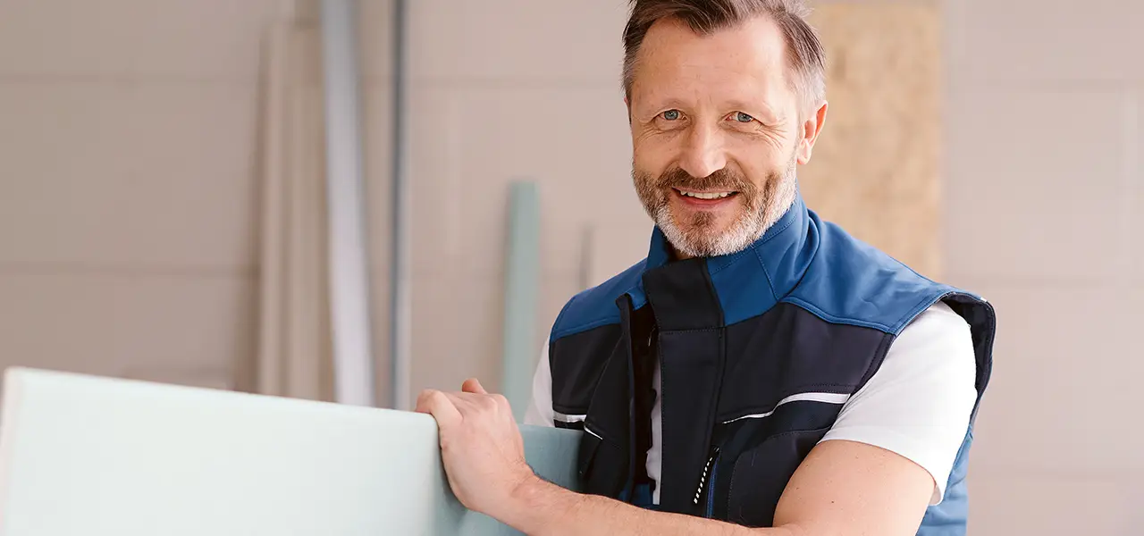 Handwerker mit Gipskarton