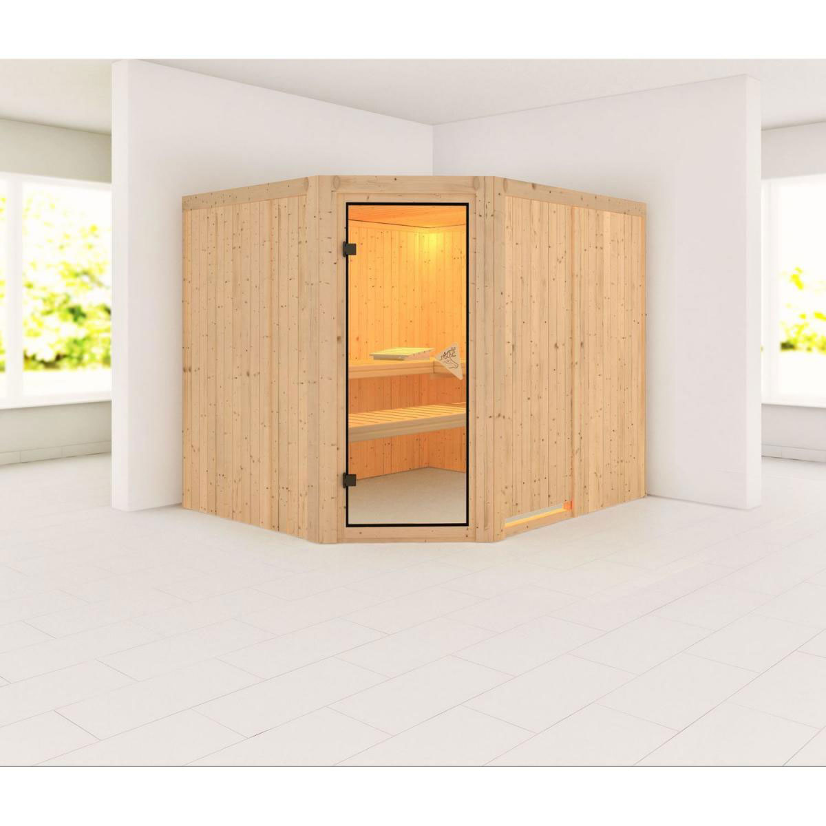Karibu Systemsauna Malin 68 mm ohne Ofen ohne Dachkranz