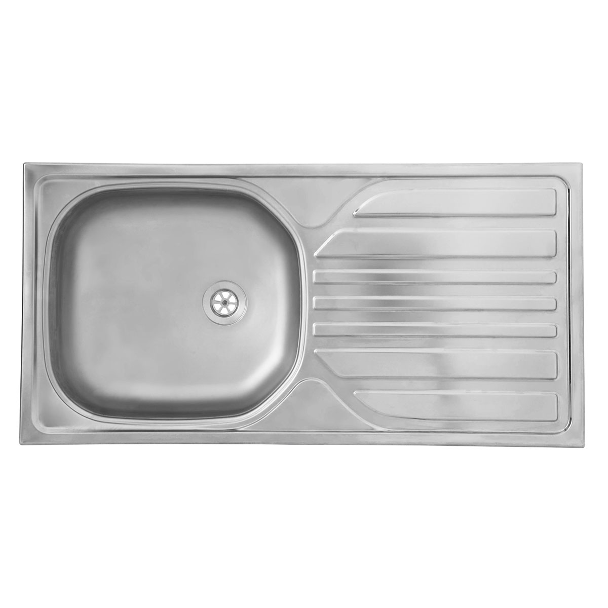 Respekta Edelstahl-Spüle inkl Ab- und Überlaufgarnitur 86 cm Bild 1