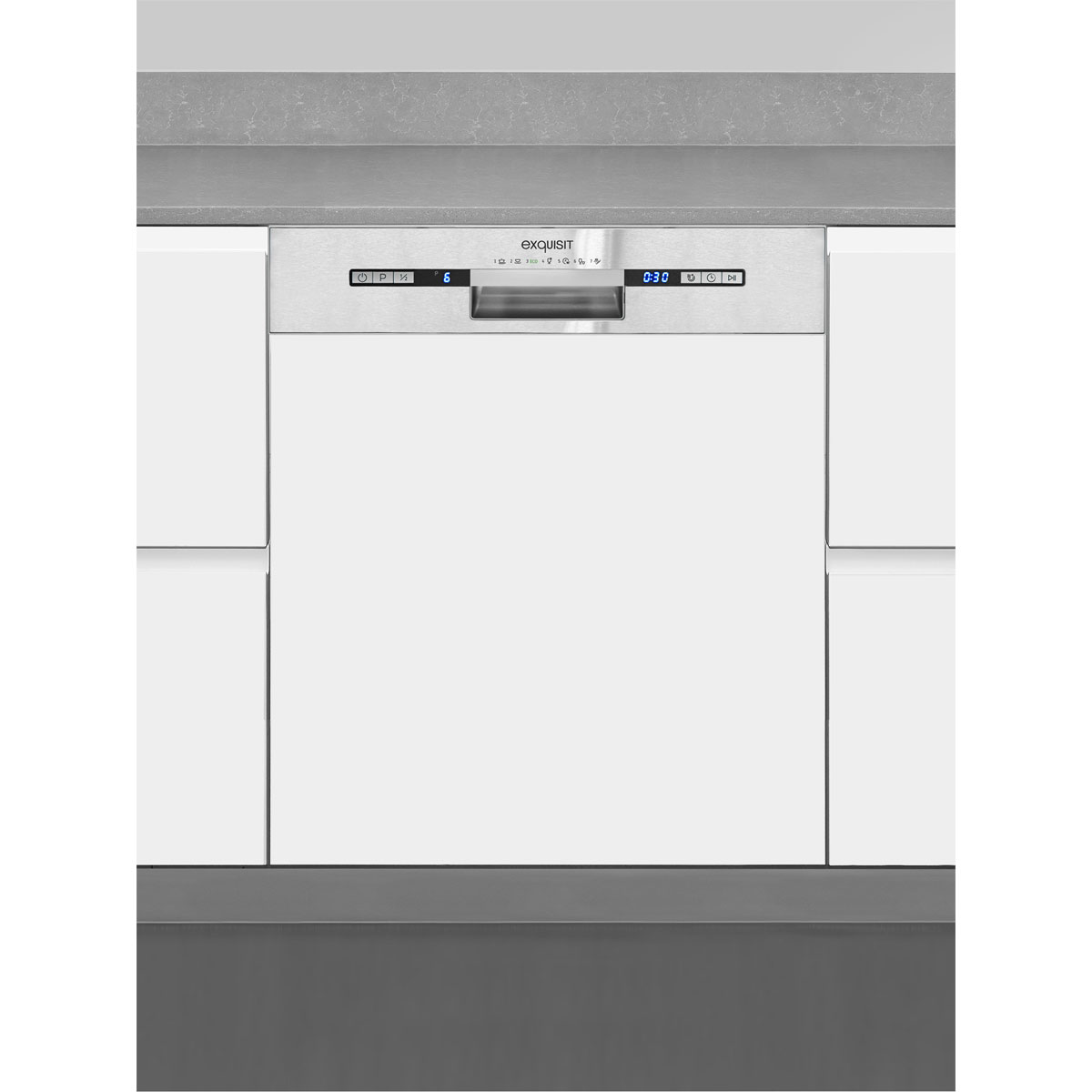exquisit Einbau-Geschirrspüler EGSP2113-EB-030E inox teilintegriert Bild 5