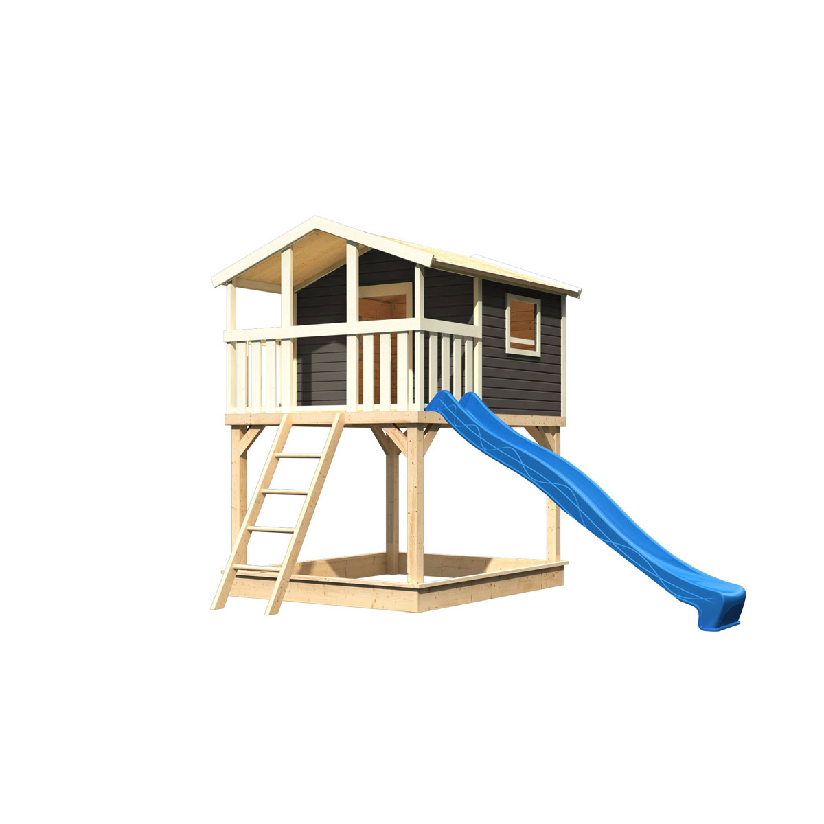 Karibu  Stelzenhaus Benjamin terragrau inkl Rutsche blau Bild 3