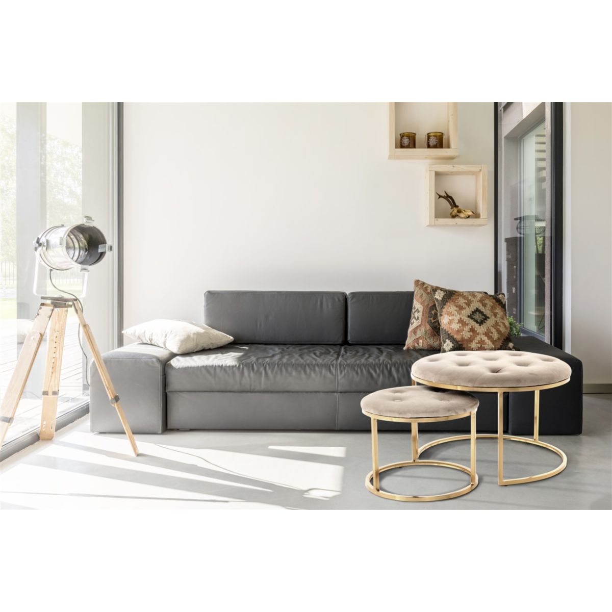 Hocker Becky 825 2er-Set Braun gold Bild 5