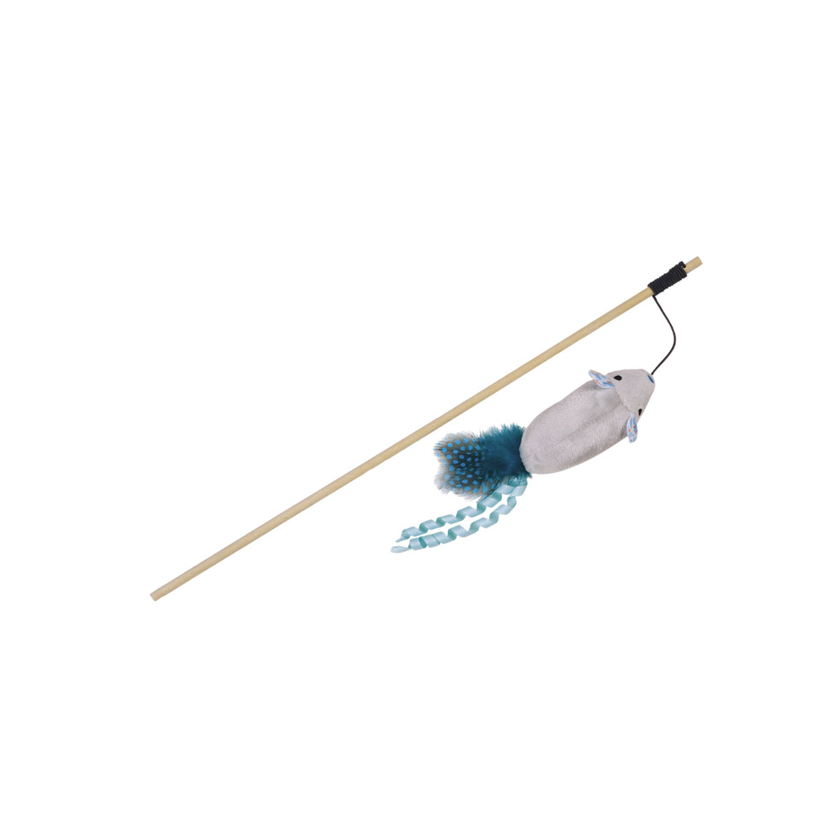 Angel mit Plüschmaus Stab 40 cm Band mit Spielzeug 95 cm