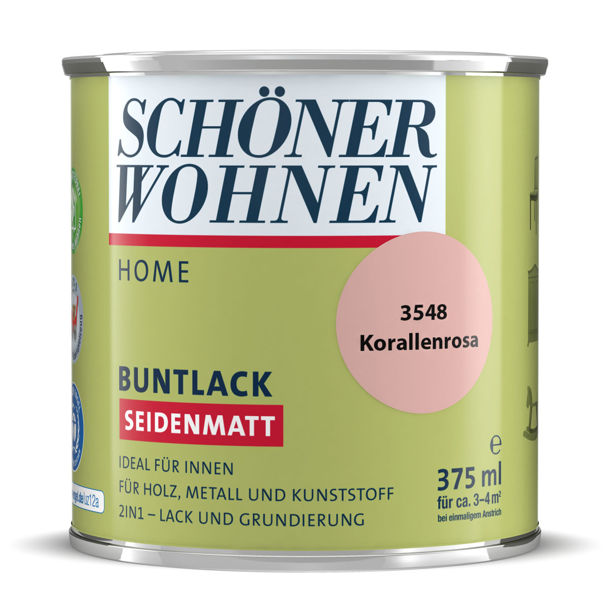Schöner Wohnen Farbe Buntlack Home korallenrosa seidenmatt 375 ml