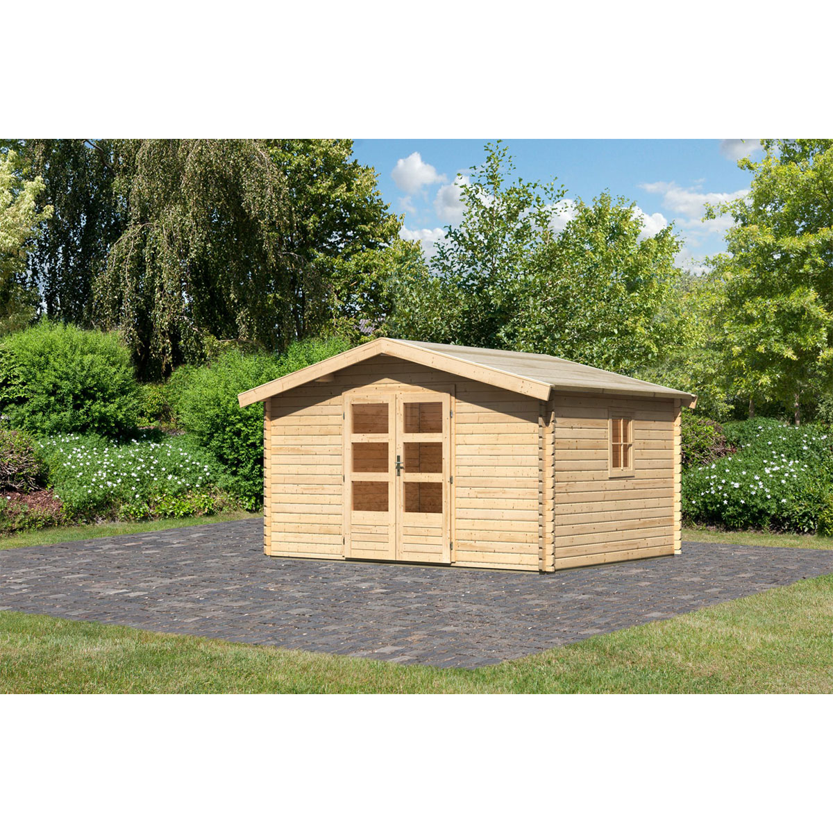 Karibu  Blockbohlenhaus Meldorf 5 naturbelassen 38 mm Bild 1