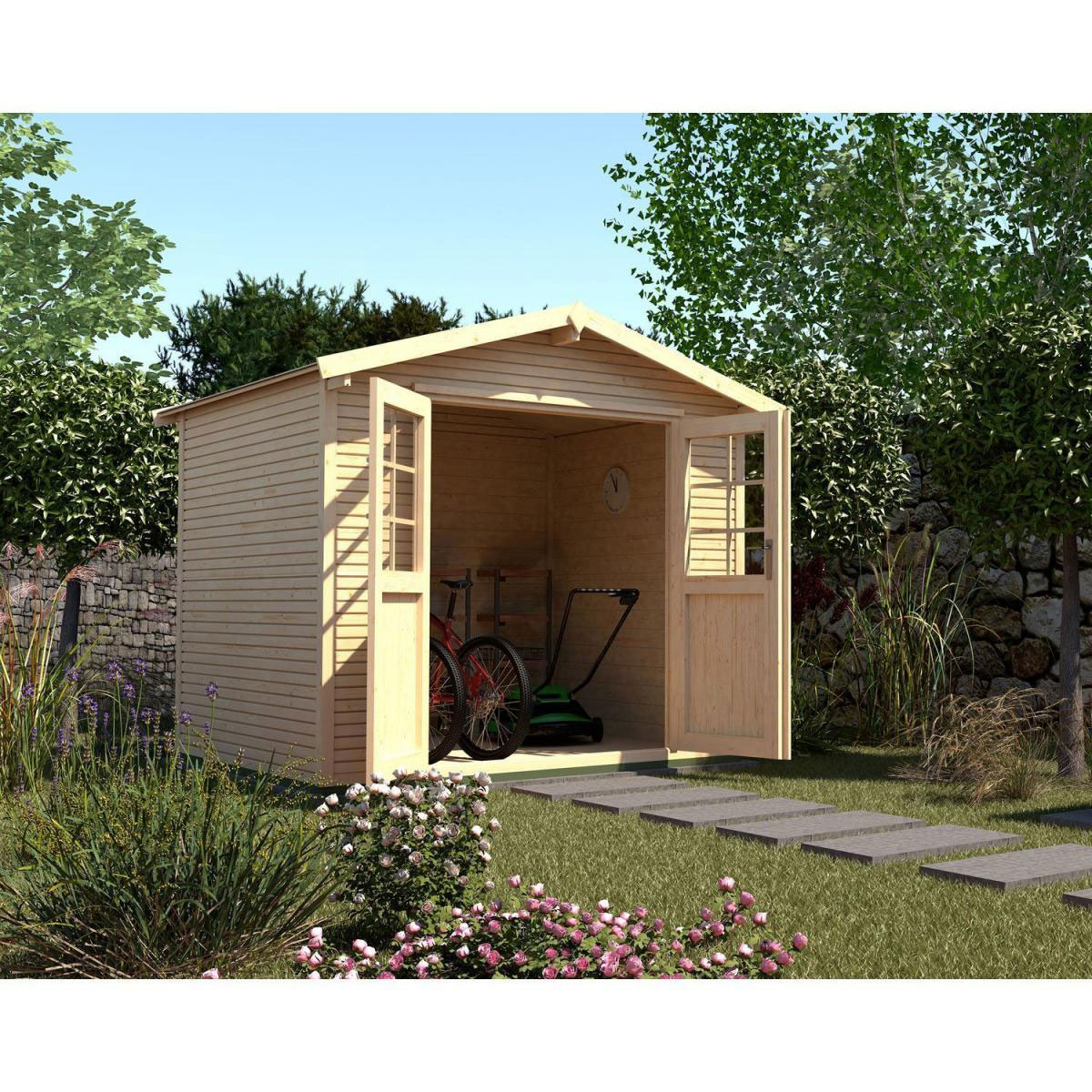 Weka Gartenhaus 218 Größe 2 Satteldach natur