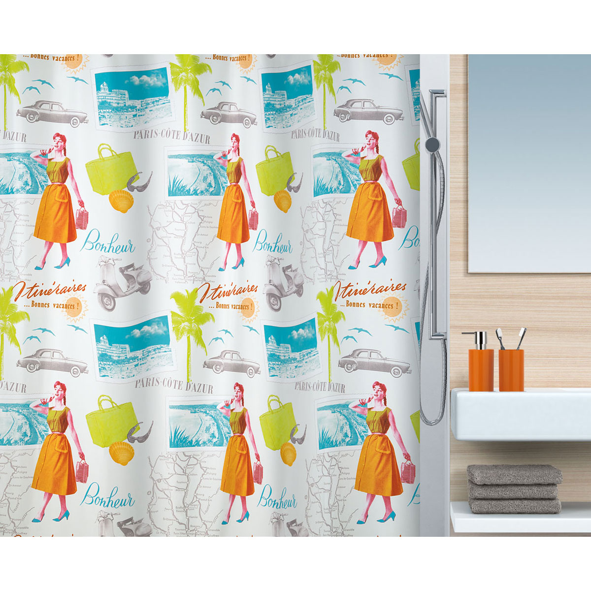 spirella Duschvorhang Fifties mehrfarbig