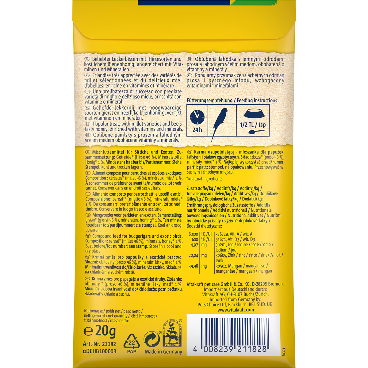 Vitakraft  Honig-Perlen 20g Sittich Beutel Bild 2