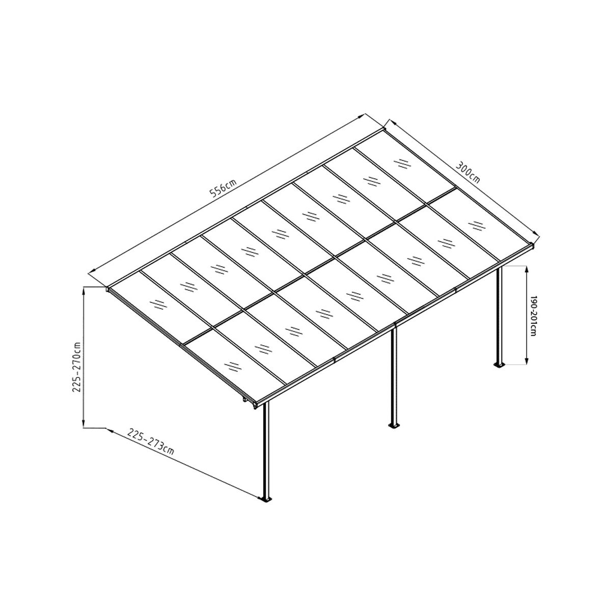 Westmann Terrassenüberdachung Bruce 556 300x556x270 cm Bild 7