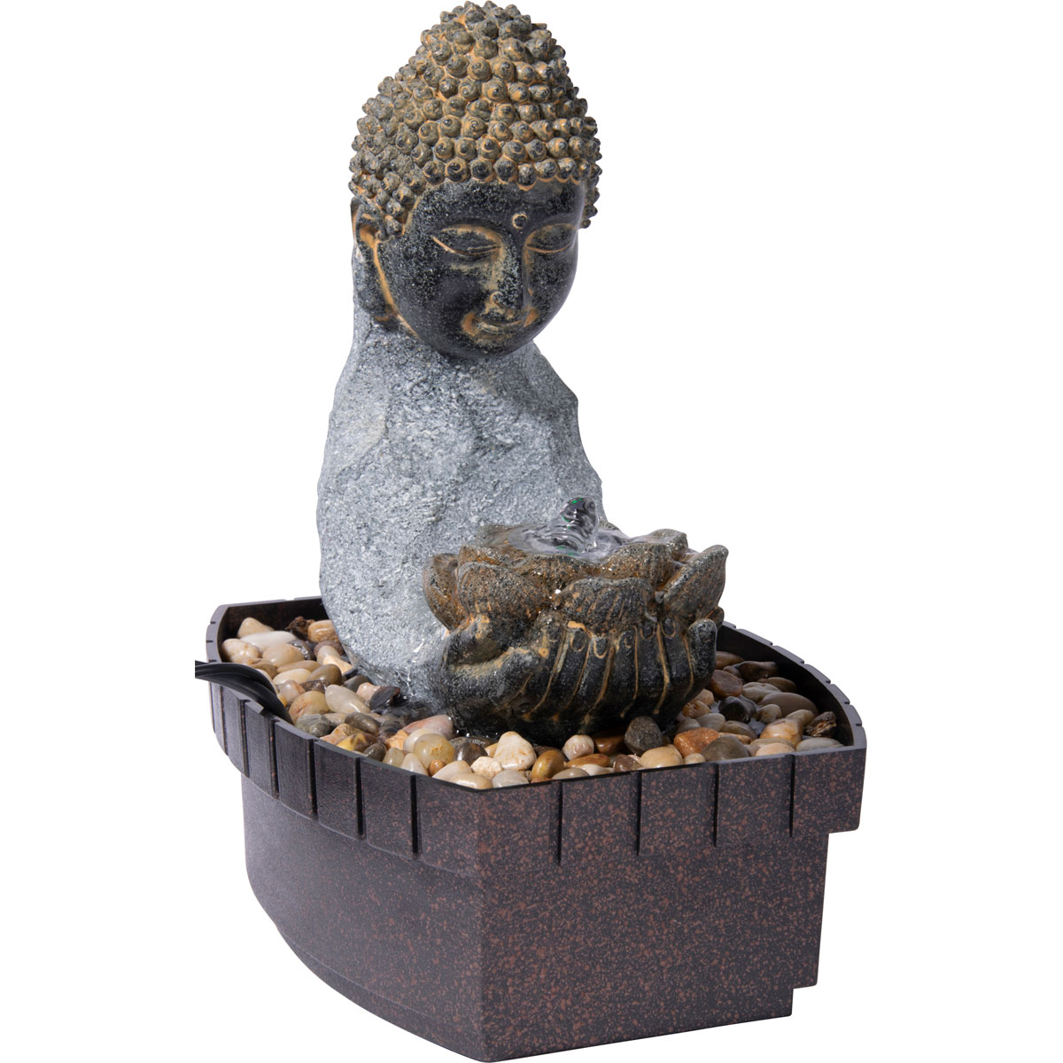dobar Zimmerbrunnen mit Buddha 20,5 x 27 x 16,5 cm grau-schwarz