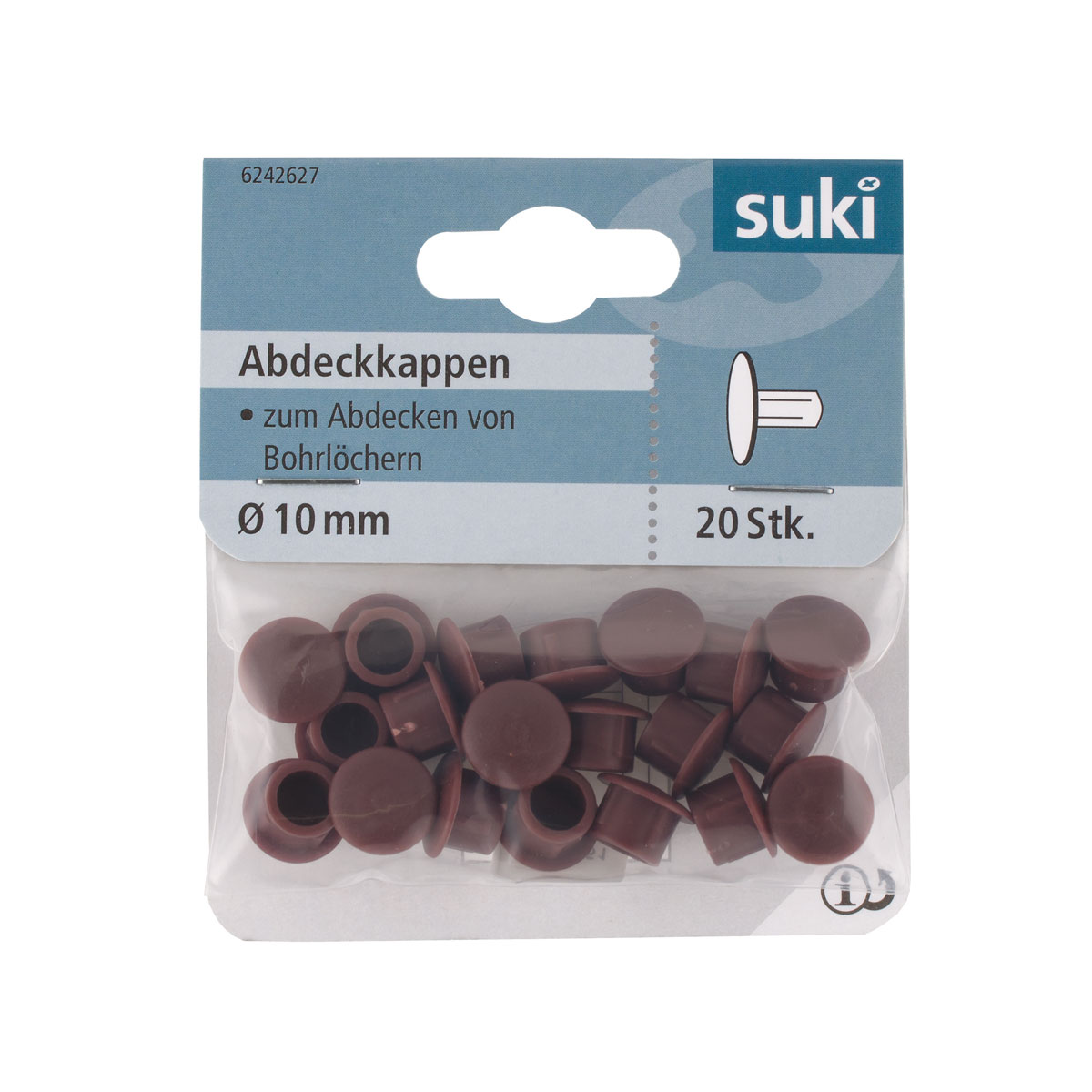 Suki Abdeckkappe Kunststoff Durchmesser 10 mm braun 20 Stück Bild 1