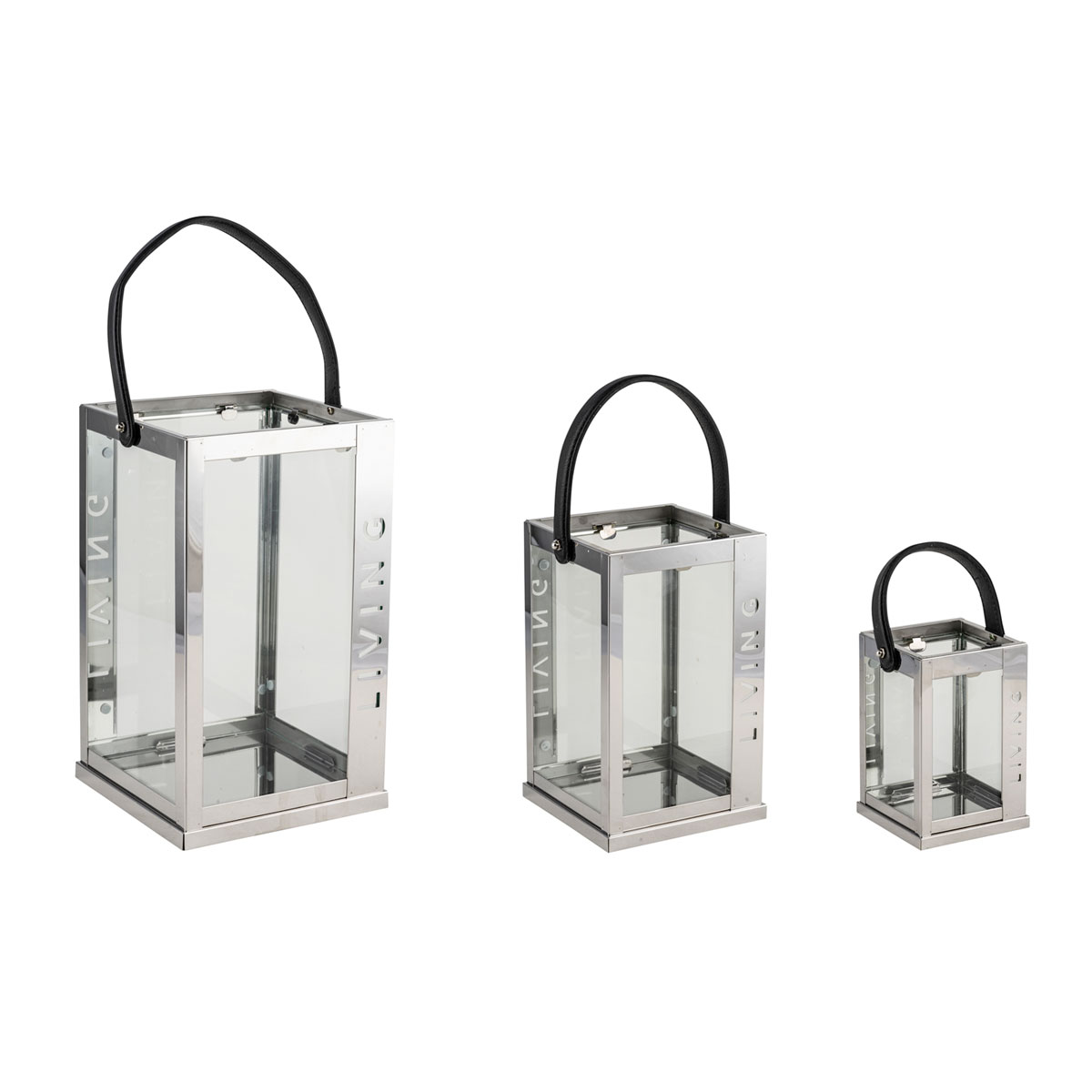 Kunstgewerbe Gehlmann Edelstahllaterne silber 14 x 14 x 22,5 cm