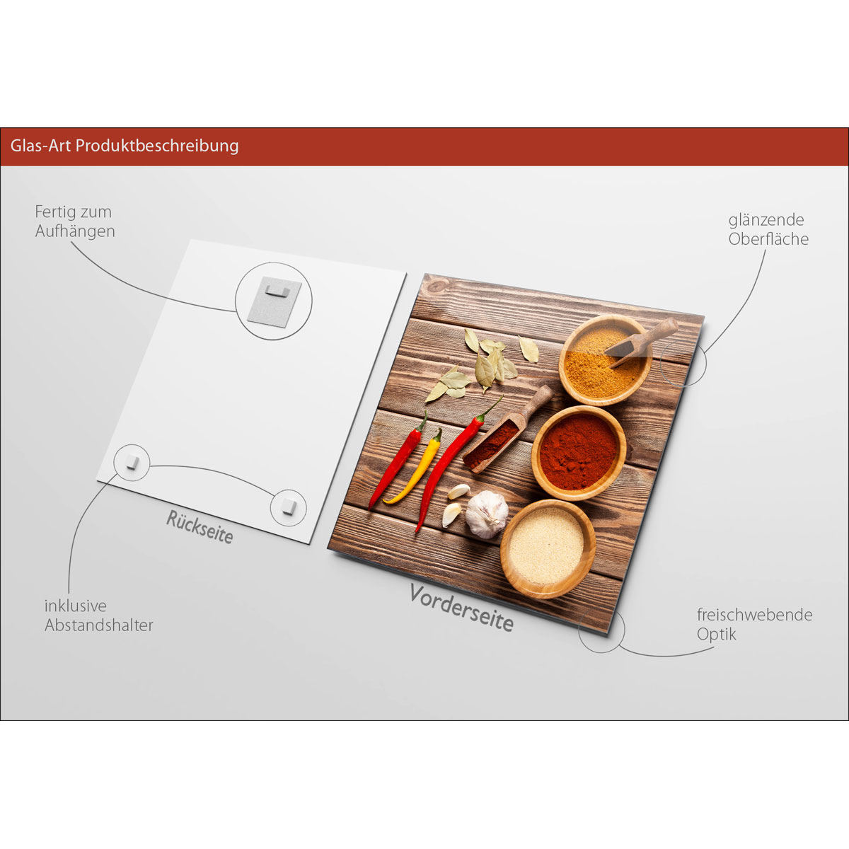 Glas-Art Herbage In Bowl III 20 x 20 Glasbild Bild 3