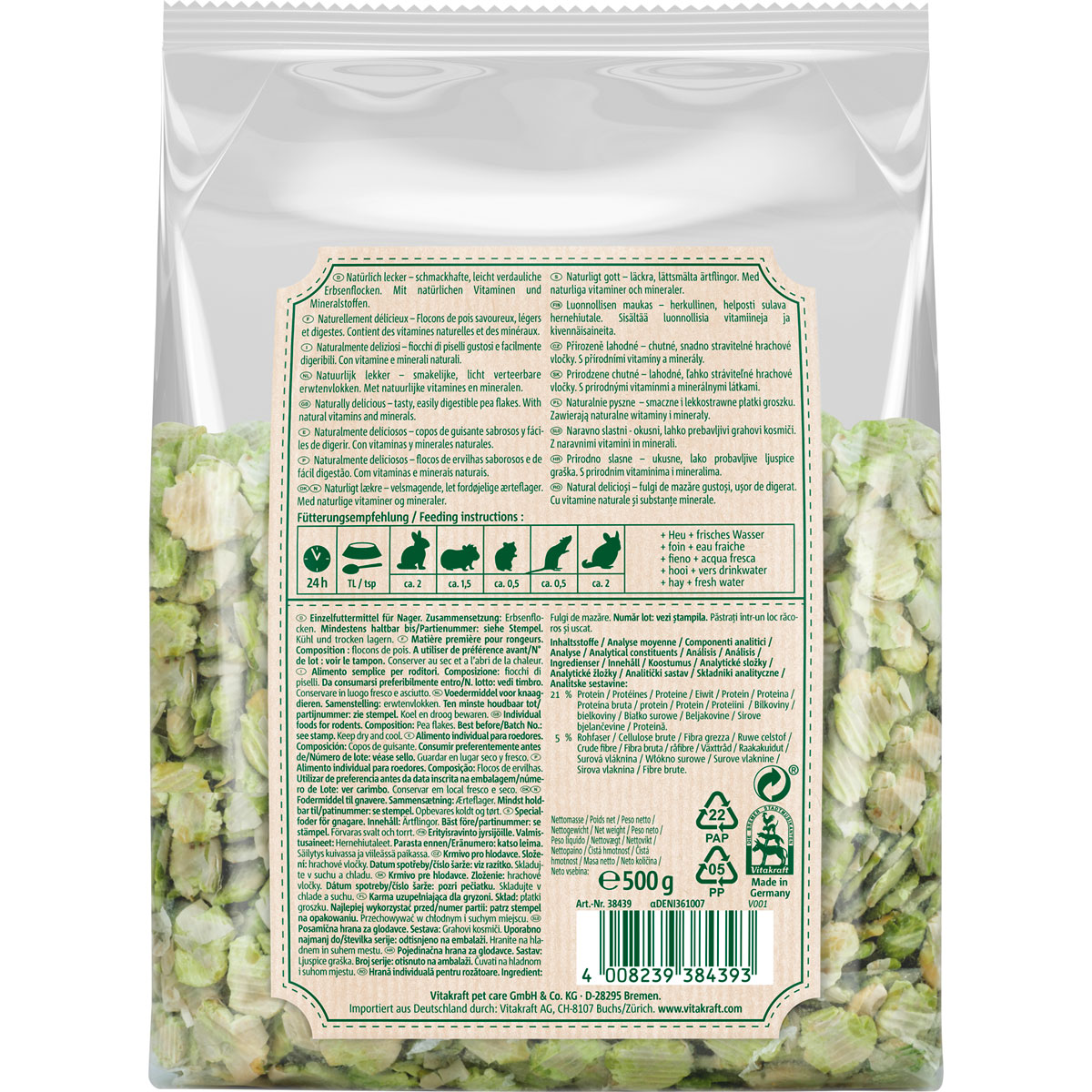 Vitakraft  Verde Nature Flakes Erbse 500g Bild 3