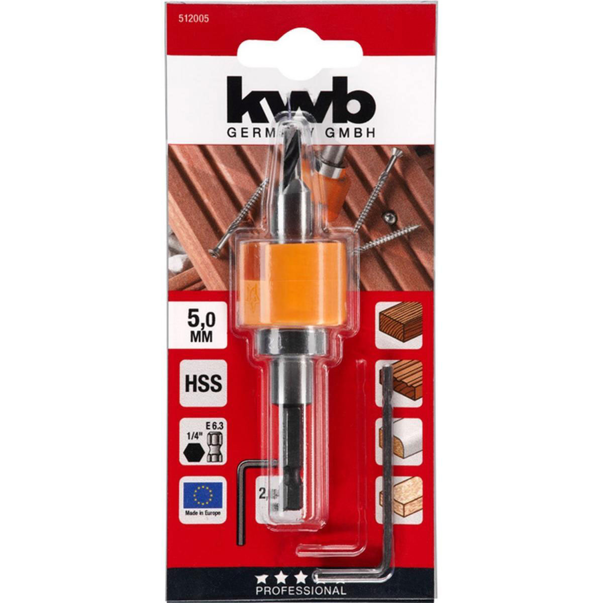 Hartholzbohrer mit Senker 5 mm SB Bild 2