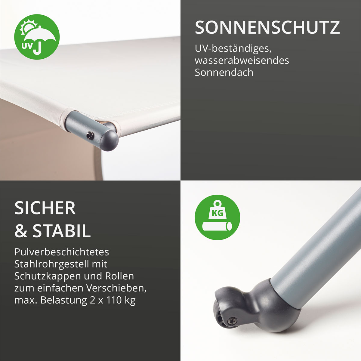 Leco Doppel Liege Gartenliege modern 195 x 140 x 162 cm Bild 4