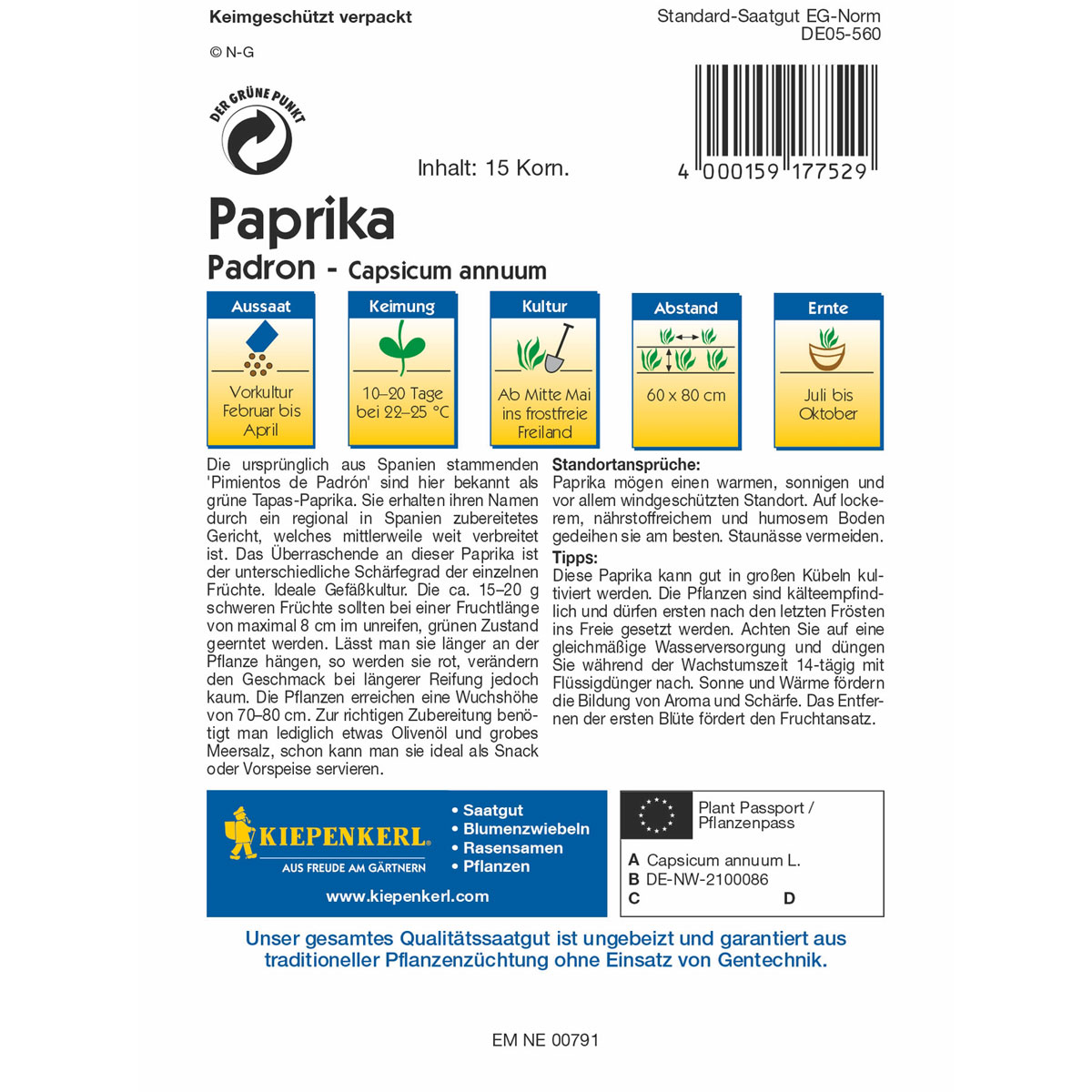 Kiepenkerl Paprika Padron Bild 2