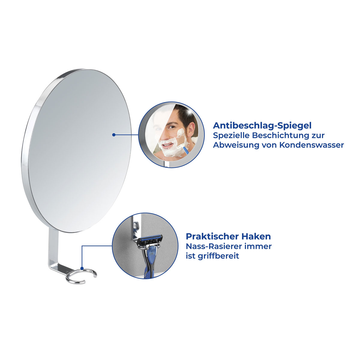 Wenko  Turbo-Loc Antibeschlagspiegel Edelstahl Befestigen ohne bohren Bild 5