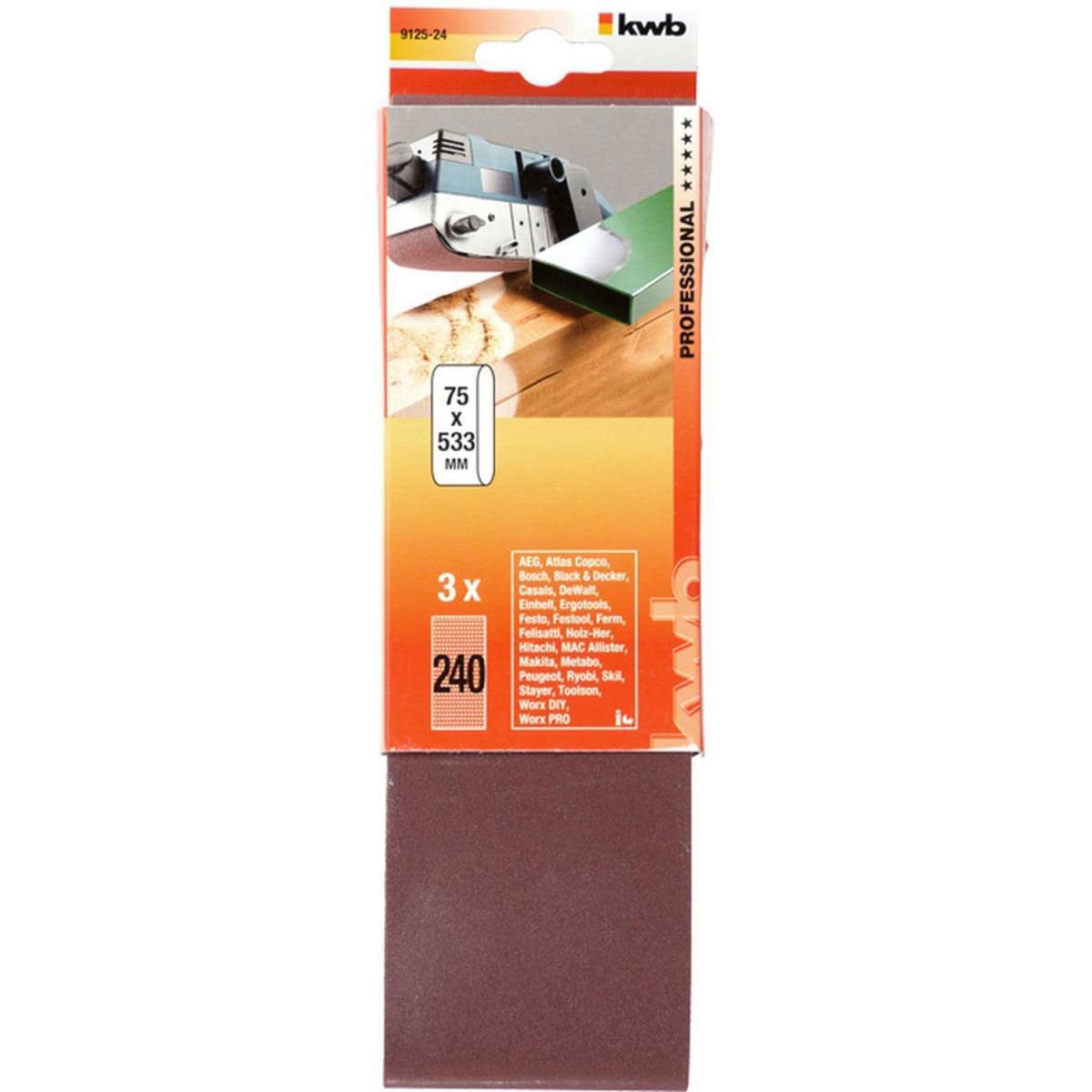 kwb  Schleifbänder Holz und Metall 75 x 533 mm K240 Bild 2