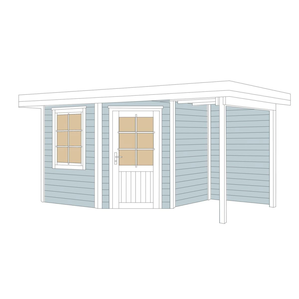 Weka Designhaus 213 A mit Anbau 150 cm 5-Eck 442 x 278 x 237 cm grau Bild 3