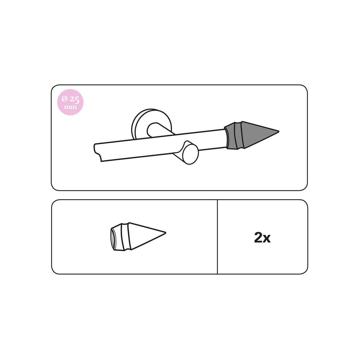 Gardinia Endstück Kegel für Country Durchmesser 25 mm buche Bild 3