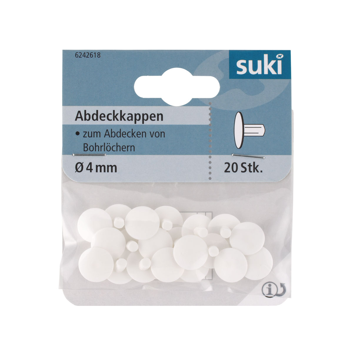 Suki Abdeckkappe Kunststoff Durchmesser 4 mm weiß 20 Stück Bild 1