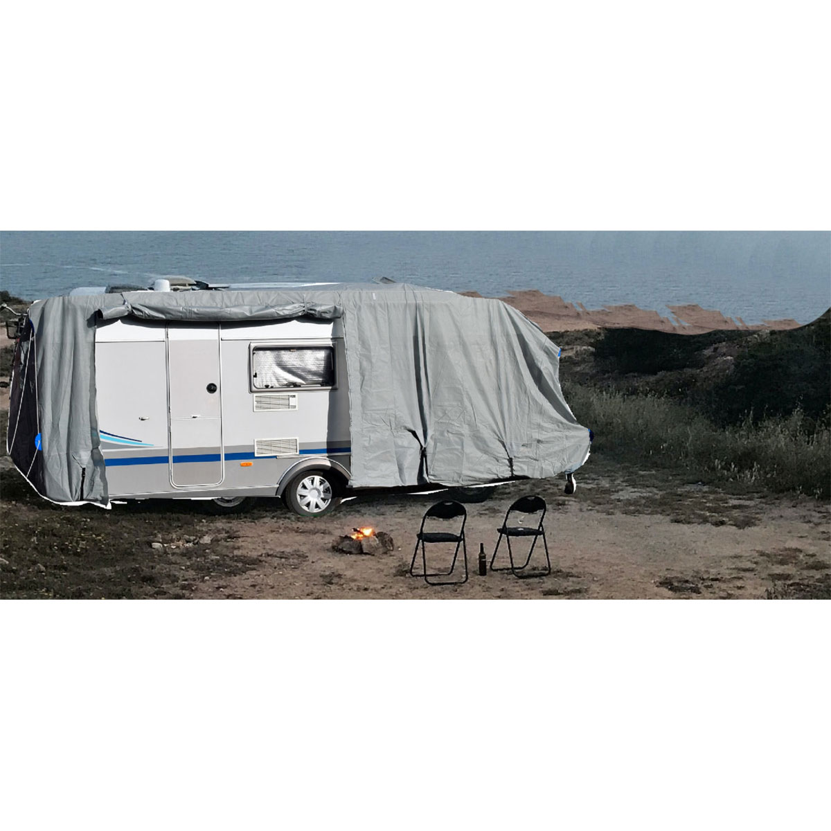 GreenYard Wohnwagen Abdeckplane mit Reflektoren Gr. S 460 x 250 x 220 cm Bild 4