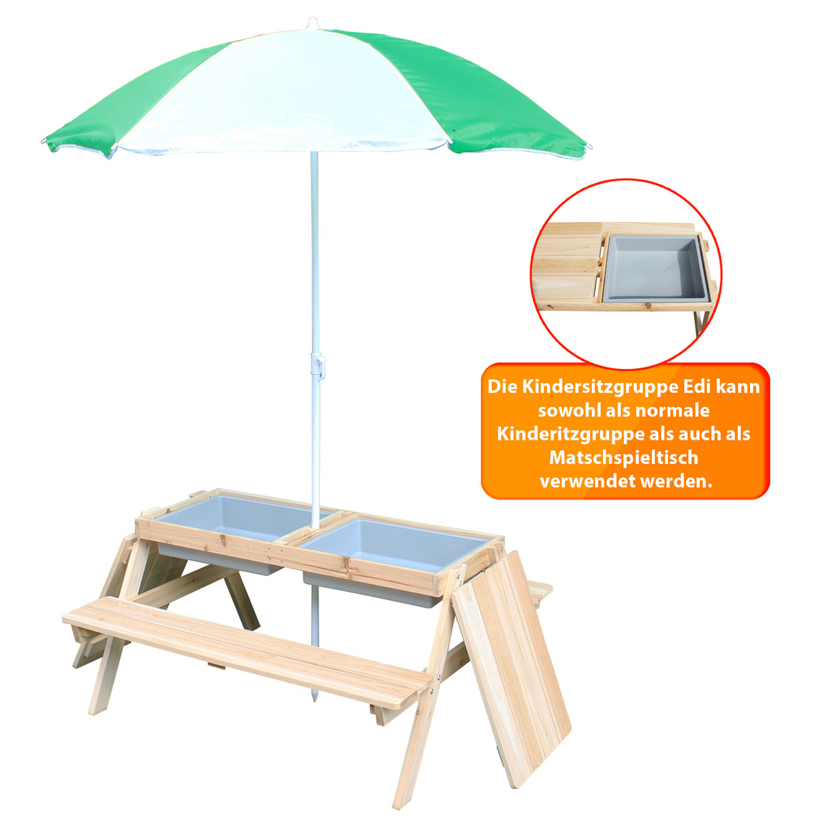 Coemo Kindersitzgruppe Edi mit Wasserbecken und Sonnenschirm Bild 3