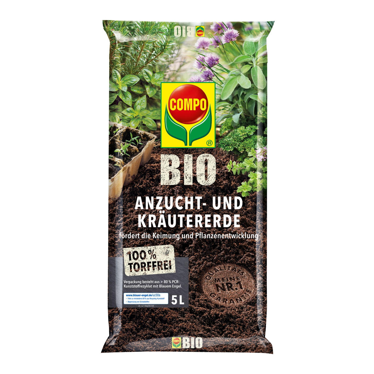 Compo BIO Anzucht- und Kraeutererdetorffrei 5 L