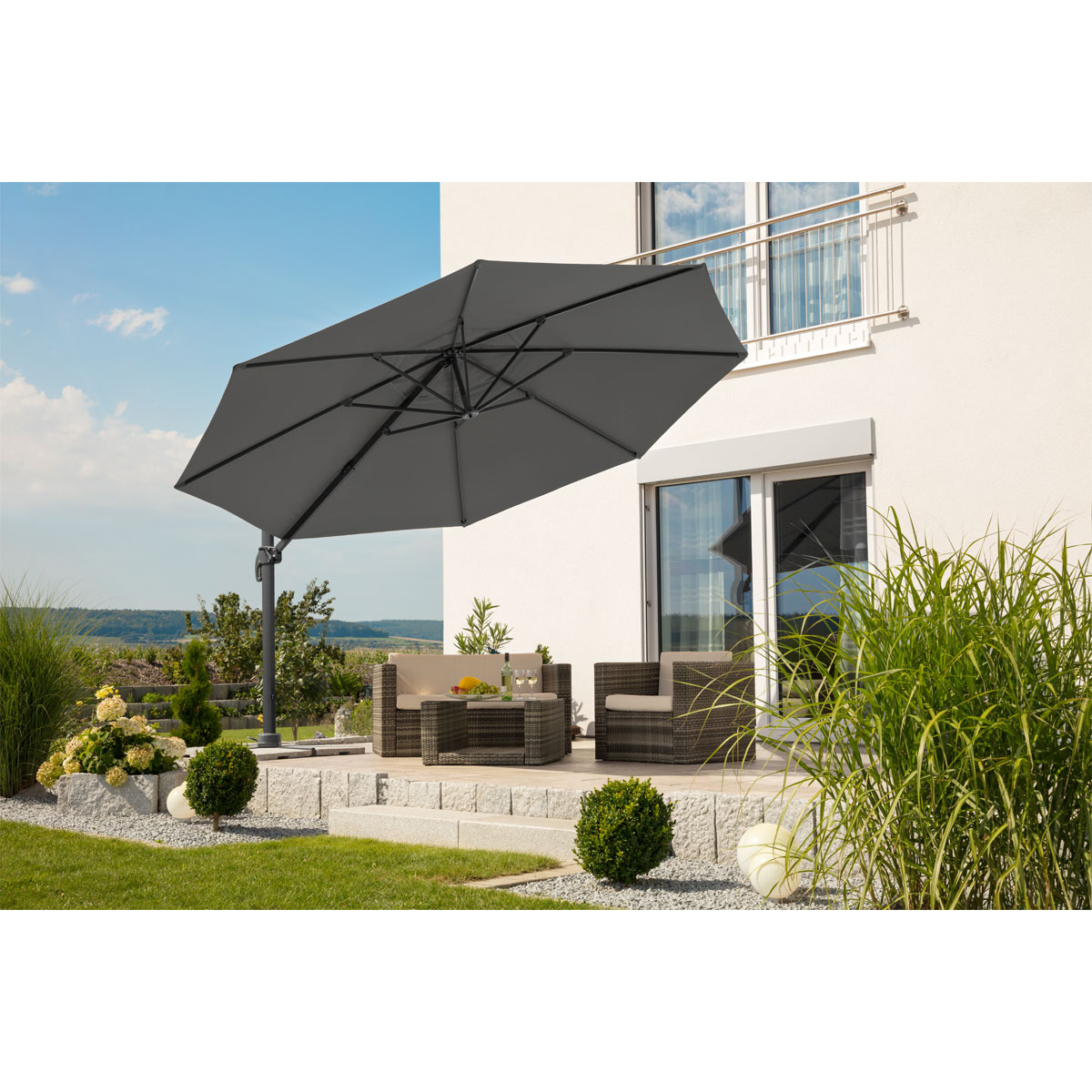 Schneider Schirme Ampelschirm Rhodos Grande Durchmesser 400 cm anthrazit Bild 4