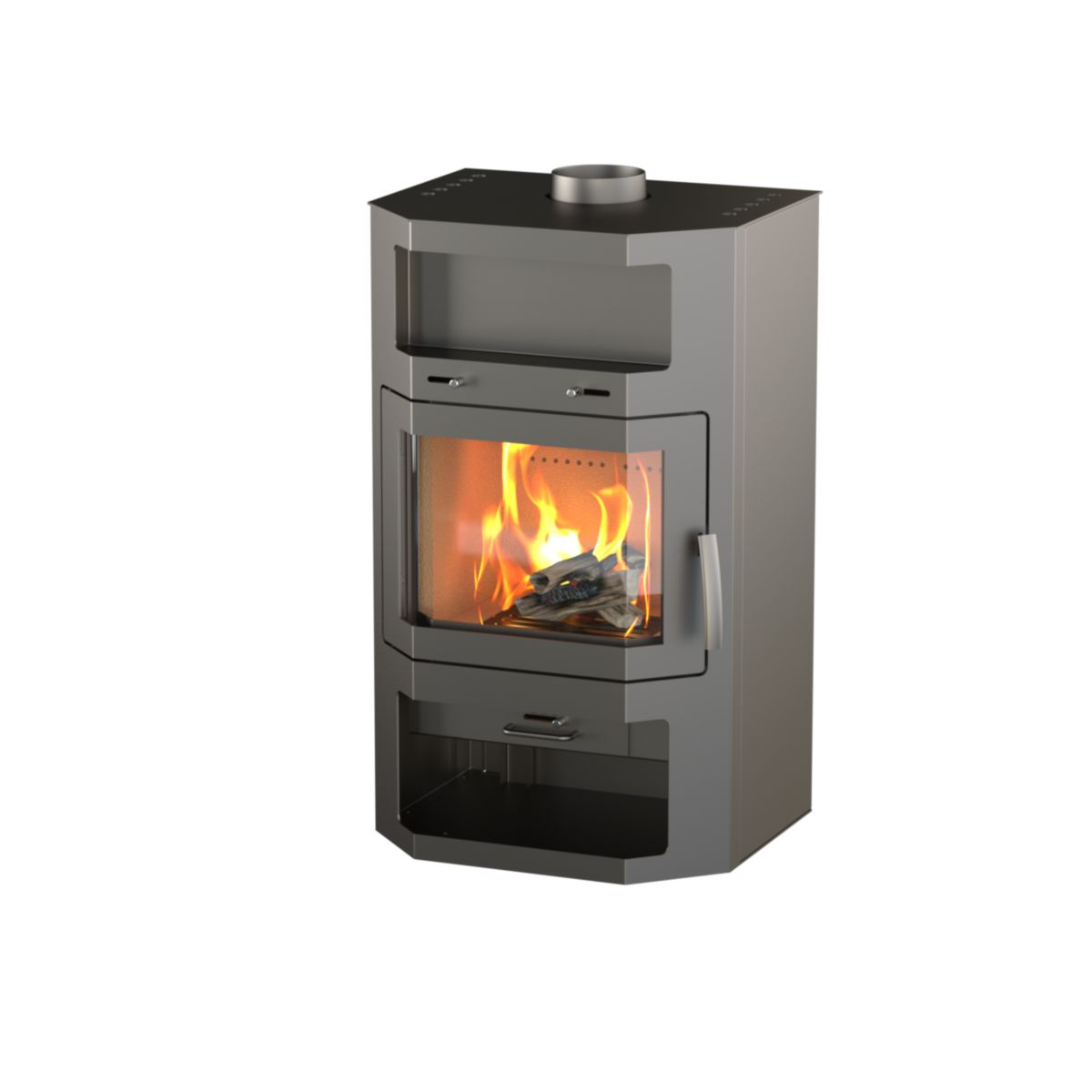 Thermia Kaminofen Bali Max Stahl, grau, 8,5 kW