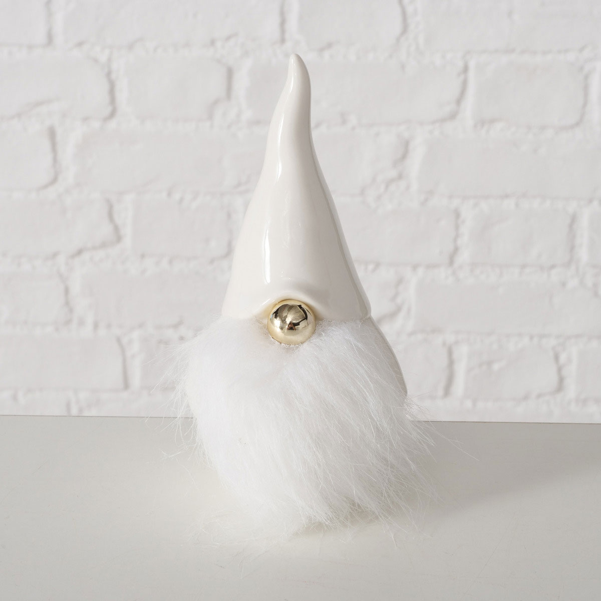 Figur Gundo Wichtel 7,5 x 8 x 15 cm weiß Keramik