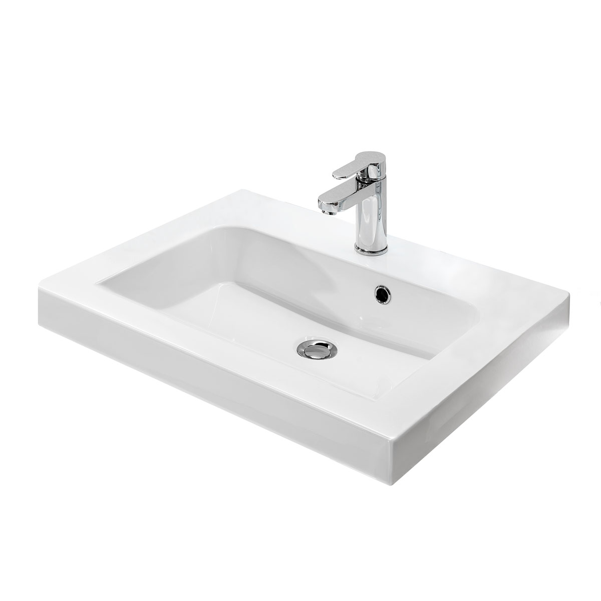 Pelipal Mineralmarmor-Waschtisch Volterra weiß Fokus 5015 64,4 x 7,6 x 46 cm Bild 1