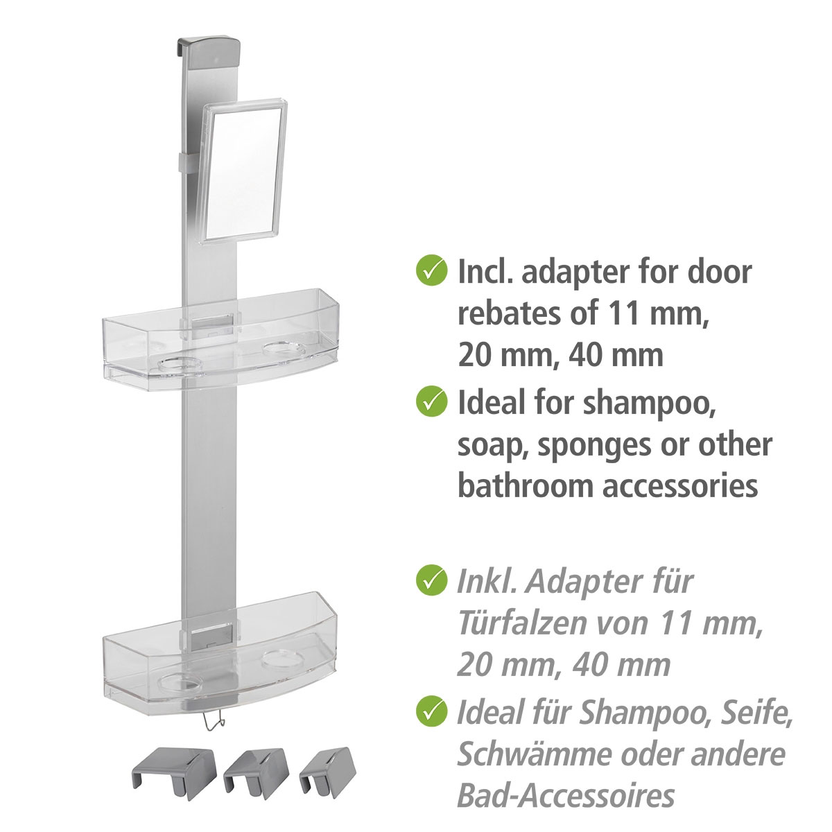 Wenko Duschcaddy Premium mit 2 Ablagen und Edelstahl-Haken Bild 4