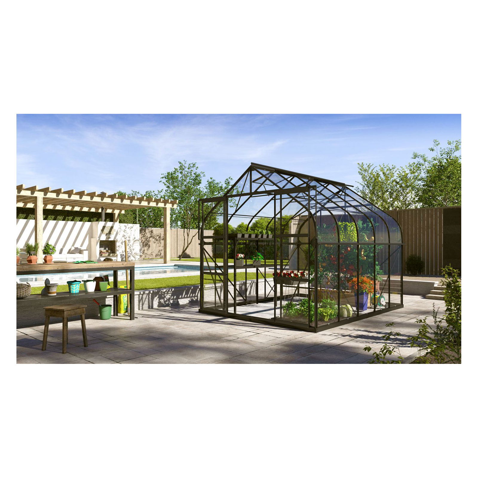 Vitavia Gewächshaus Dione 8300 8,3m² 3 mm Einscheibensicherheitsglas schwarz