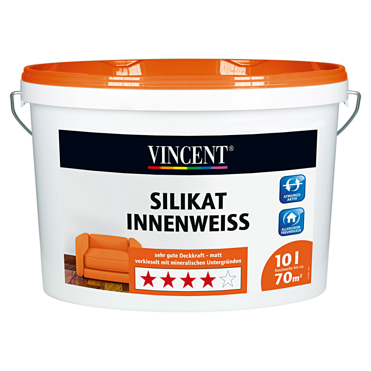 Vincent  Wand- und Deckenfarbe Silikat Innenweiss MIX IT! 10 l