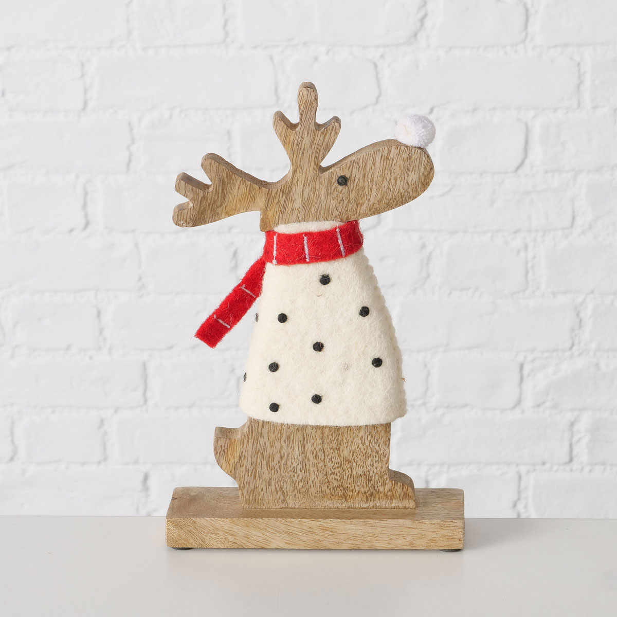 Figur Irschel sortiert Hirsch 15 x 4,5 x 25 cm cremeweiß rot Textil Holz Bild 3