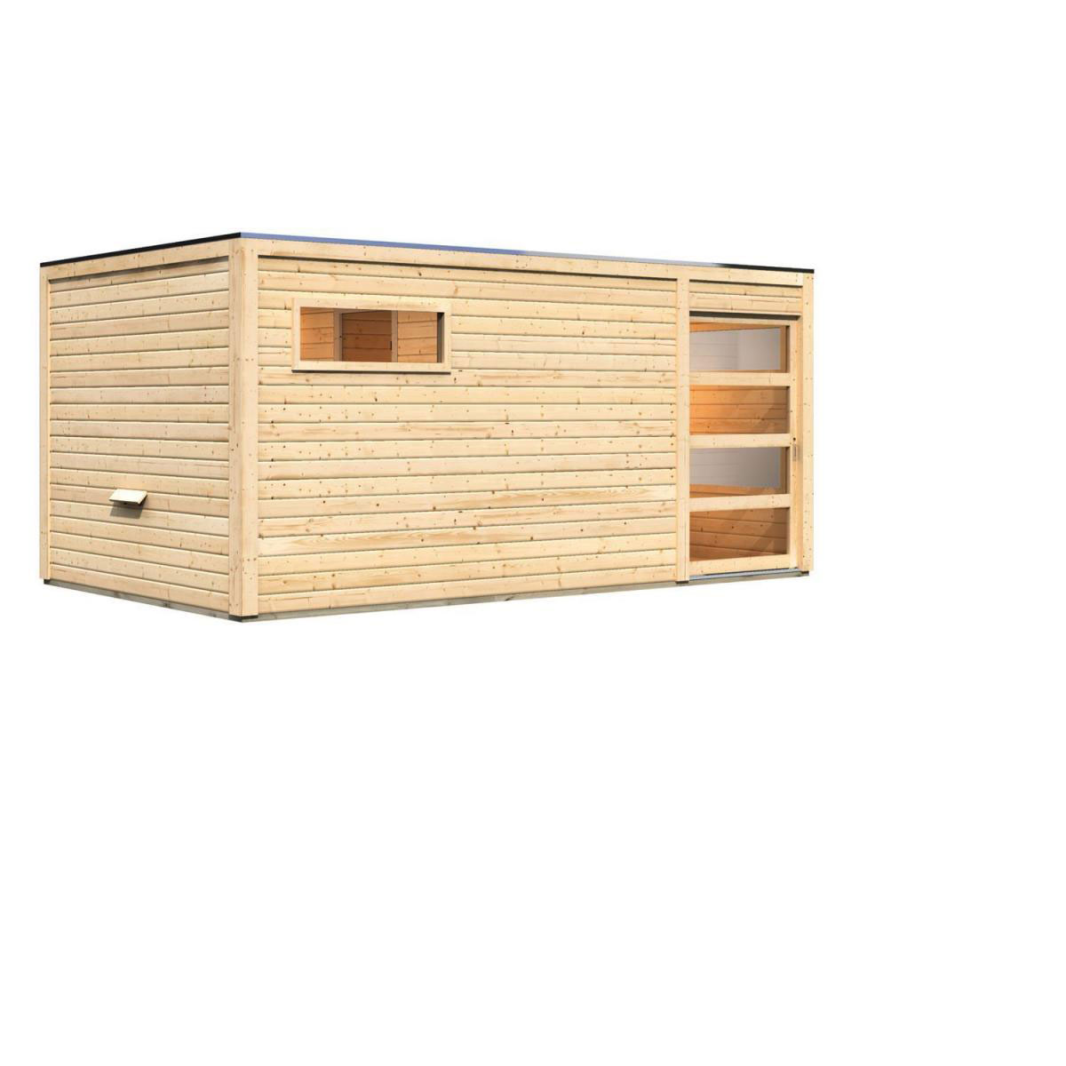 Karibu Saunahaus Hygge 38 mm ohne Ofen Klarglas-Tür Bild 1