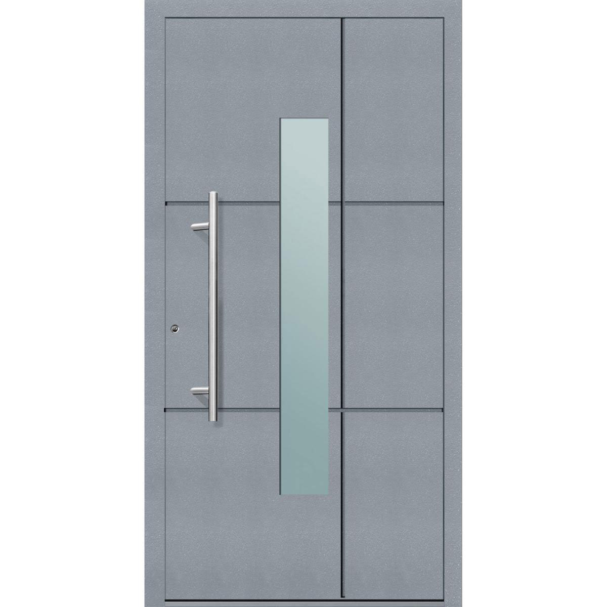 Aluminium Sicherheits-Haustür Parma Exklusiv 75 mm grau 110 x 210 cm Anschlag links inkl Griffset