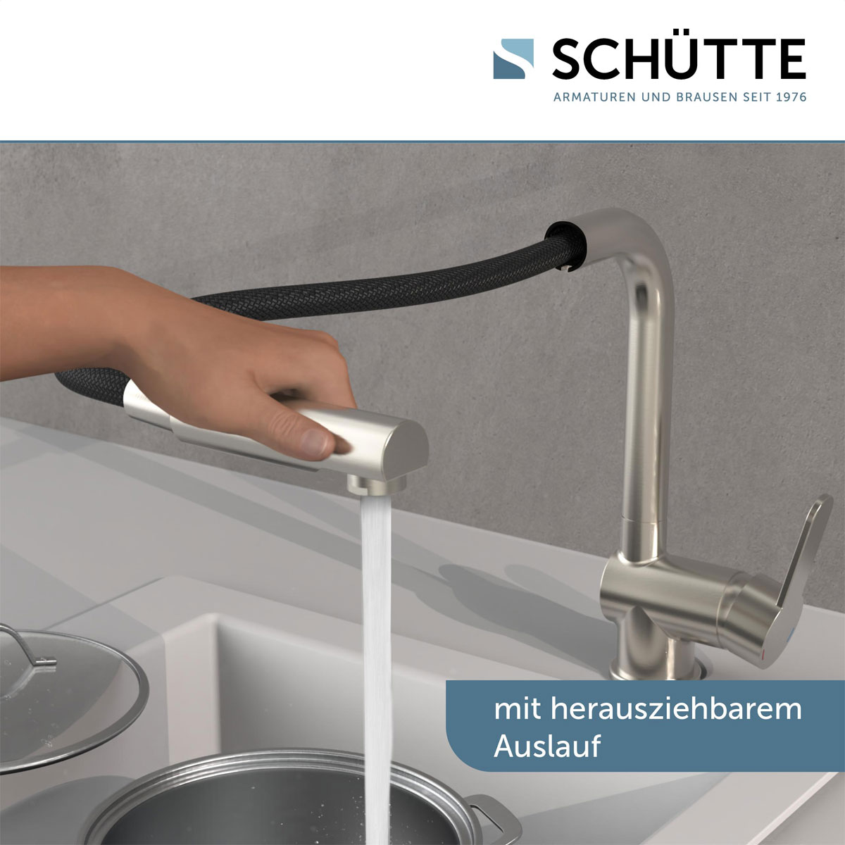 Schütte Spültischarmatur London Edelstahloptik mit herausziehbarem Auslauf Bild 10