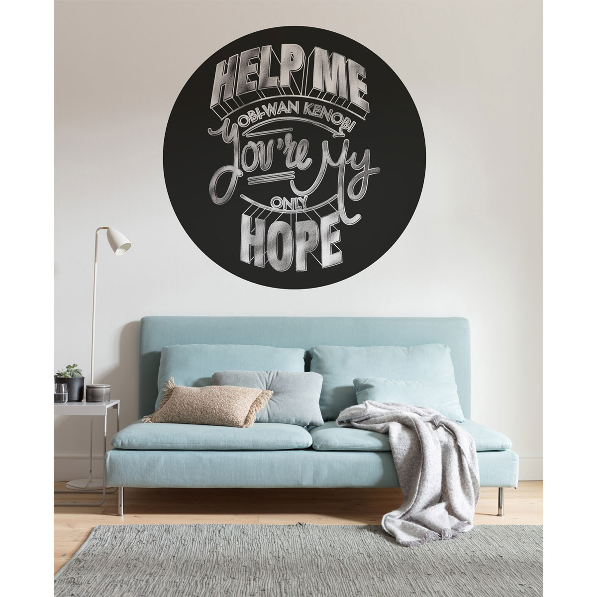 Komar  Selbstklebende Vlies Fototapete rund Star Wars Help Me Obi Wan Durchmesser 125 cm