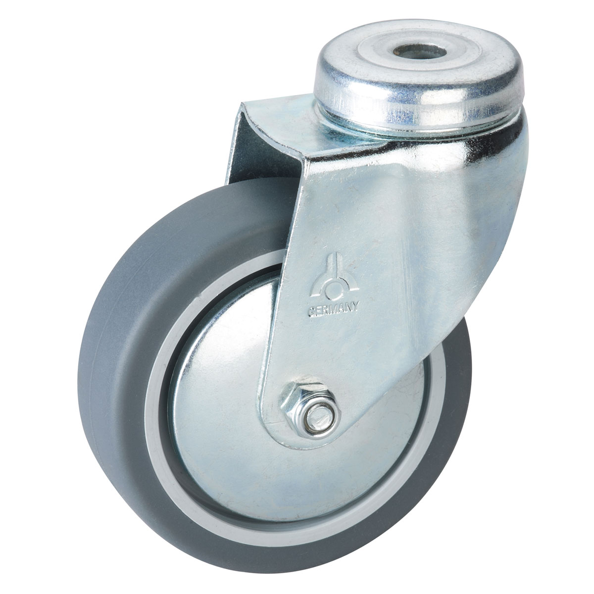 Dörner + Helmer Apparate-Lenkrolle mit TPE-Lauffläche und Fadenschutz 75 x 25 mm mit Rückenloch