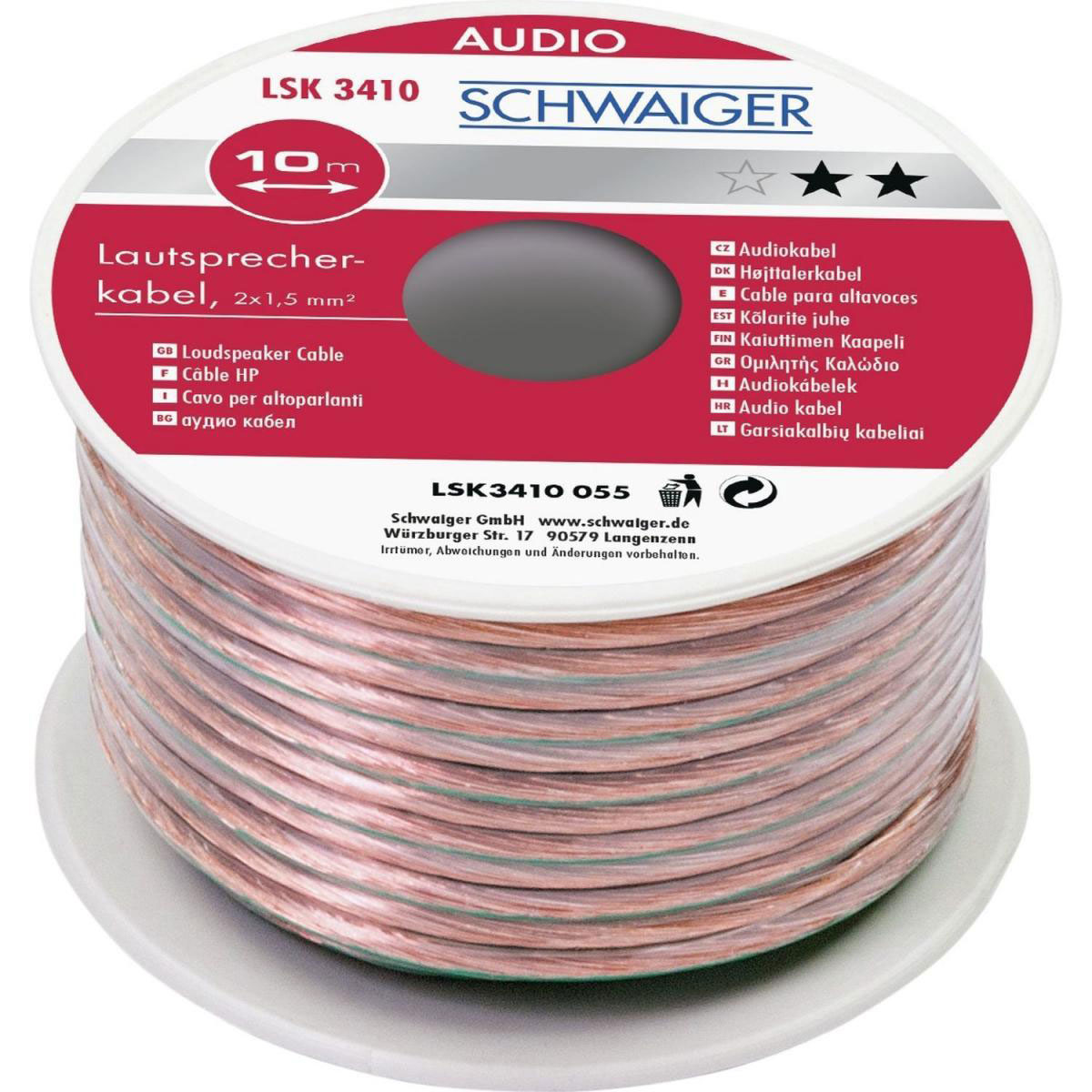 Schwaiger Audio-Lautsprecherkabel 10 m transparent 2x 1,5 mm² Bild 2