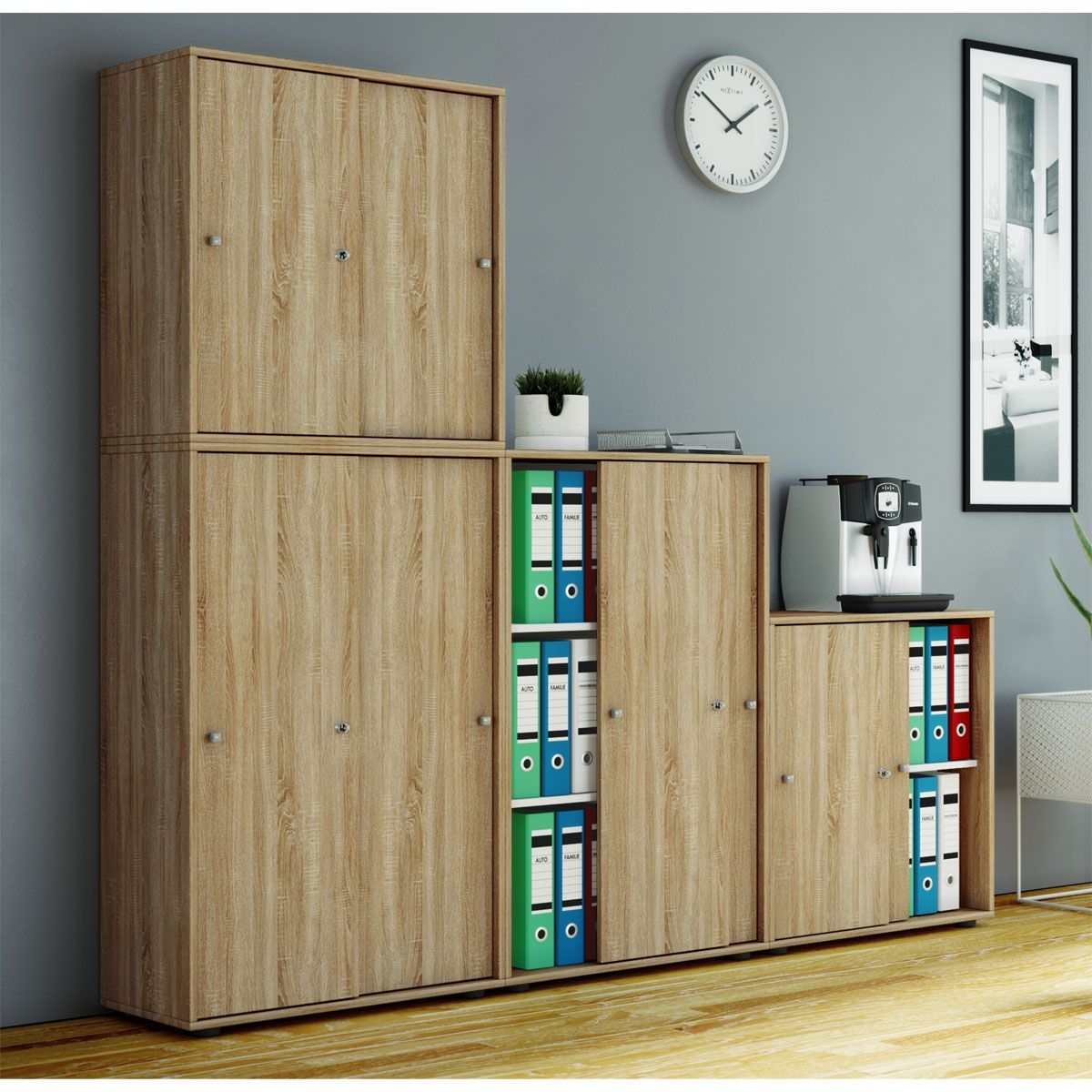 Büroschrank Lona XXL mit Schiebetüren Sonoma-Eiche Bild 4