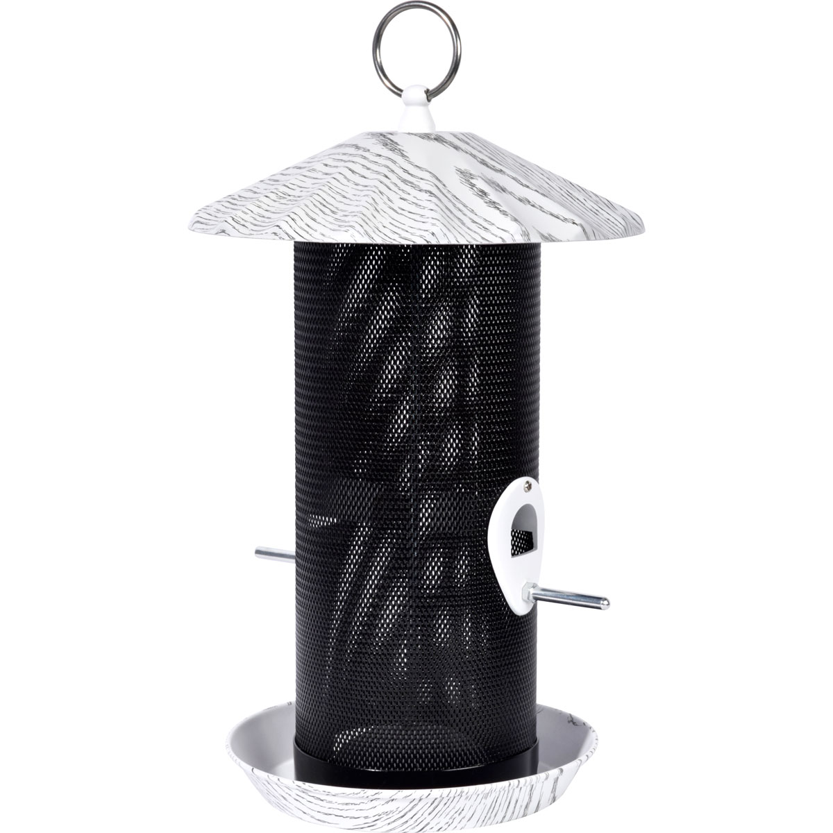 dobar Metall-Futterspender Fold für Körner und Streufutter 19 x 19 x 30 cm Weiß/Schwarz