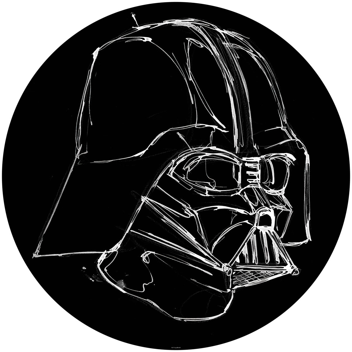 Komar  Selbstklebende Vlies Fototapete rund Star Wars Ink Vader Durchmesser 125 cm Bild 2