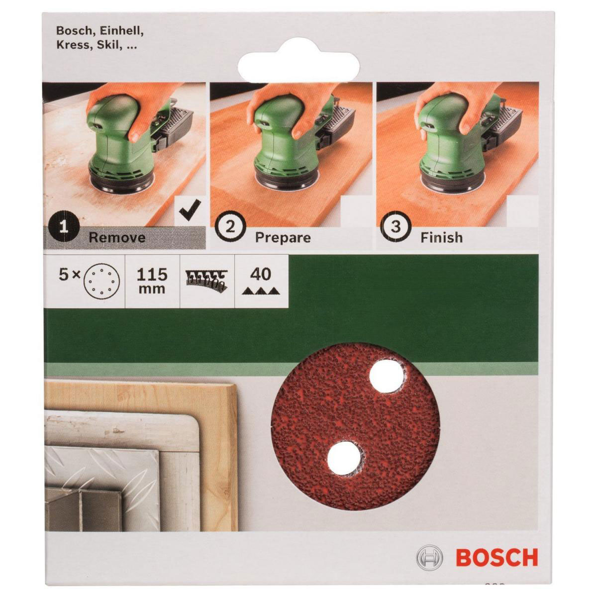 Bosch  DIY Schleifblatt Durchmesser 11,5 cm G40 Klett 5 Stück Bild 2