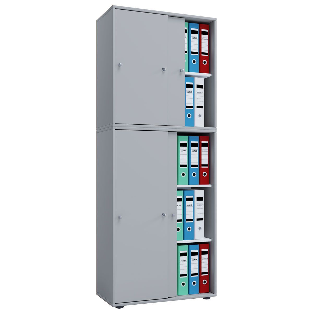 Büroschrank Lona XXL mit Schiebetüren grau Bild 1