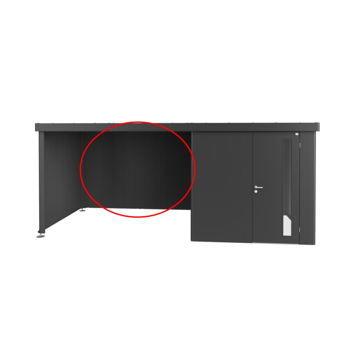 Biohort Rückwand für Seitendach zu Gerätehaus Neo dunkelgrau-metallic